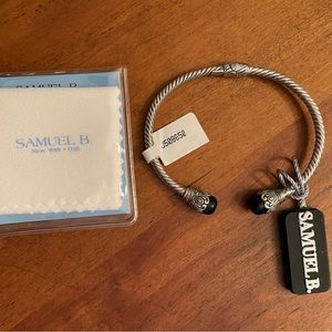 Samuel B Sterling Silver Balinese Design Onyx Bangle (3 available) nwt